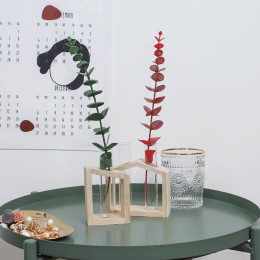 Nordic Style Vase Table Desk Test Tube Glass Flower Pot Hydroponic Brown Vase Flower Plant Pot Wooden Tray Ornament Home Decor