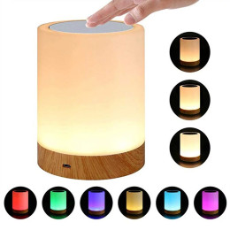 Led Colorful Creative Wood Grain Night Light touch pat night light