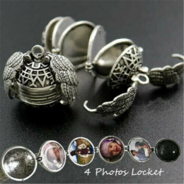 Expanding Photo Locket Necklace Pendant Choker Angel Wings