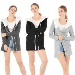 Women's Fleece Lining Zipper Hoodies Jacket 
