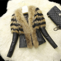 Women Winter Faux Leather Fur Luxury Jacket Warm Coat Outwear Parka