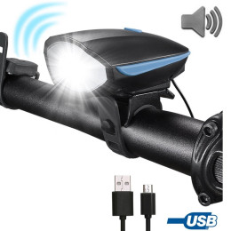 Horn 140 DB Super Bright Waterproof 3 Lighting Modes USB Rechargeable Bicycle Light