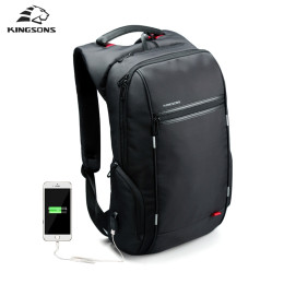 Kingsons 15.6inch Men Laptop Backpack External USB Charge Antitheft Computer Backpacks Male Waterproof Bags