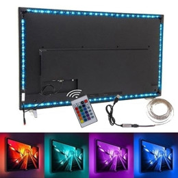 1 Set USB Powered DC 5V LED Color Rainbow Strip Light 30leds/m 5050 RGB Waterproof Tape for TV Background Lighting with Remote Controlle