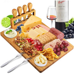 Bamboo Cheese Board with Knife Set of Four