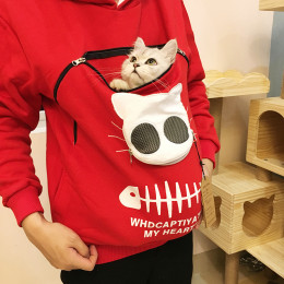 Large pockets chest loading cat sweatshirt