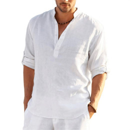 Men's Cotton Linen Long Sleeve T-Shirt