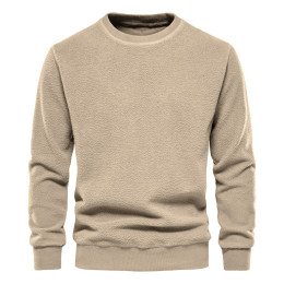 Men's solid color pullover lambswool sweater