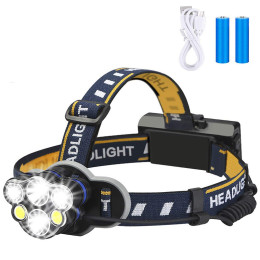 Head mounted LED rechargeable headlamp
