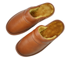 Men's and women's home leather cotton slippers