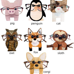 wooden animal glasses holder