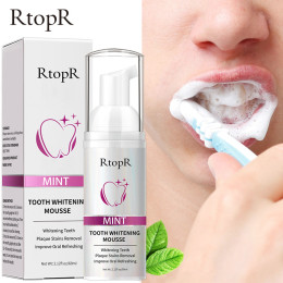 Mint flavored teeth whitening mousse