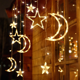 led star moon curtain light