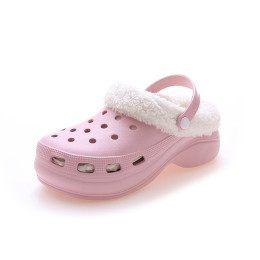  Fleece Ladies Thick Soled Cotton Slippers