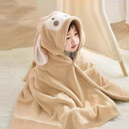 Children's coral fleece hooded bathrobe