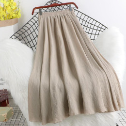 Cotton and Linen Solid Drape Skirt