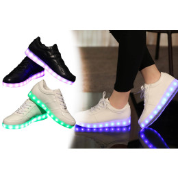 Colorful glowing sneakers