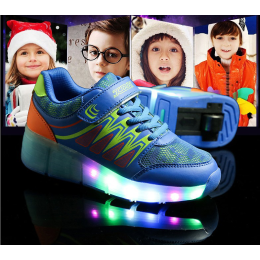 Rechargeable Boys Girls LED Light Up Wheel Roller Flashing Skate Shoes