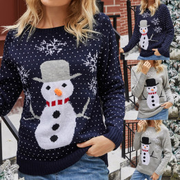 Snowflake round neck pullover Christmas sweater women