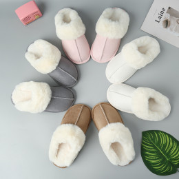 Suede plush indoor cotton slippers
