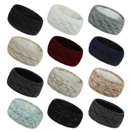 Women's knitted headband plus velvet warm ear protection