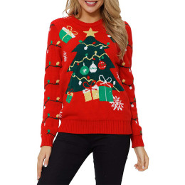 Loose casual Christmas tree snowman sweater