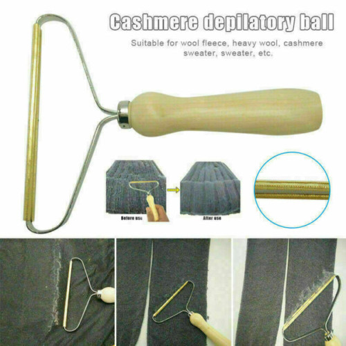 Portable Manual Defuzzer Wood Lint Remover with Pure Copper Head, Beech Handle